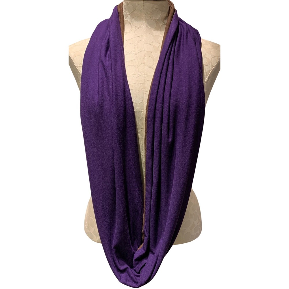 Dana Herbert of Oregon Purple and Brown Reversible Cowl Neck Infinity Scarf Soft